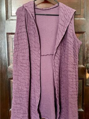 Cut Loose Textured Hooded Sleeveless Top in Mauve